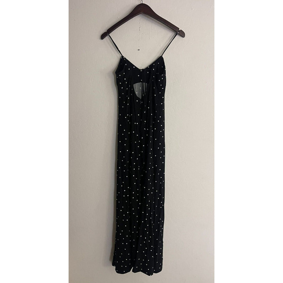 Free People XS Jumpsuit Black White Polka Dot Strappy Wide Leg Baggy Fit Pants - Picture 9 of 9